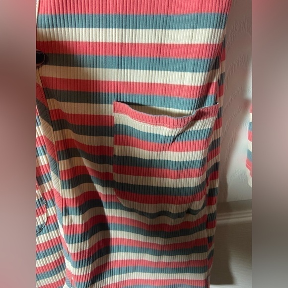 New Jamby Styles colorful striped Open Drape 40" long Cardigan sweater Duster M - Picture 2 of 4